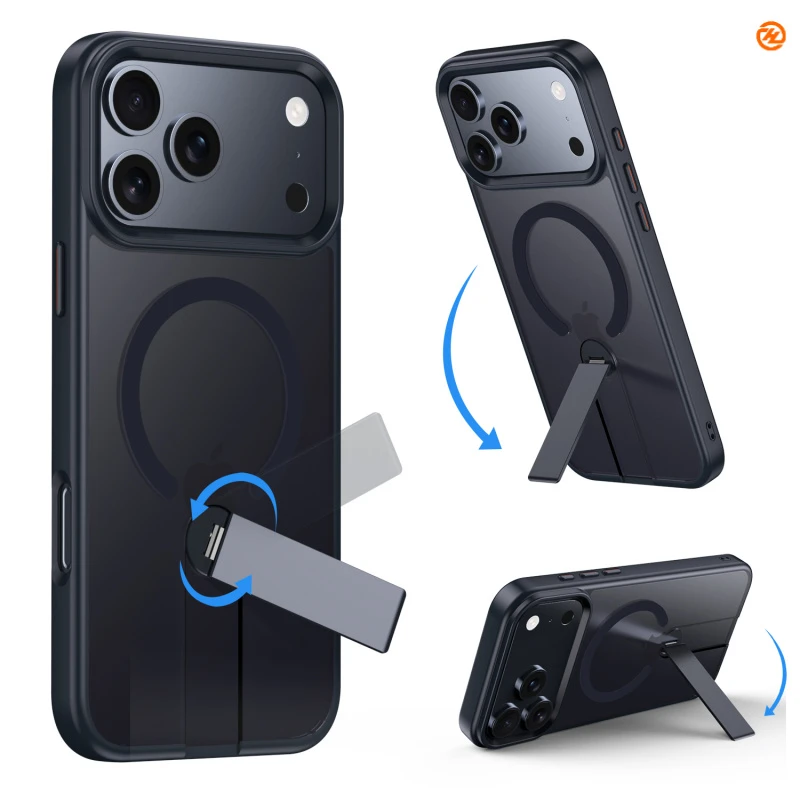 适用苹果17手机壳iPhone16Promax旋转直条支架磁吸壳15Plus高级感