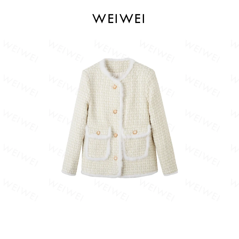 【特价】欧货冬季水貂毛羽绒小香风外套90白鹅绒外套88606