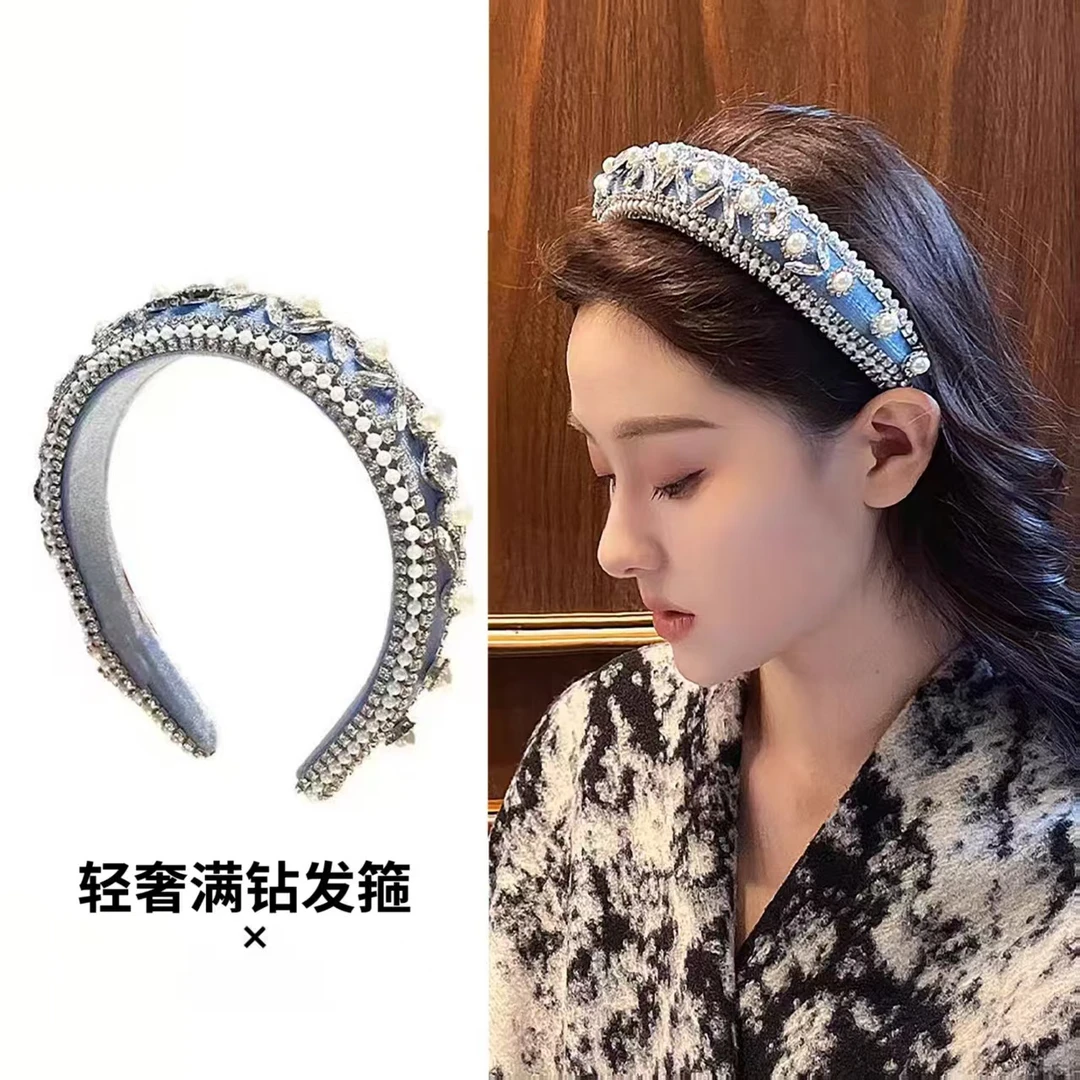 财阀千金风重工满钻名媛发箍白富美气质高级感发卡增高颅顶头饰