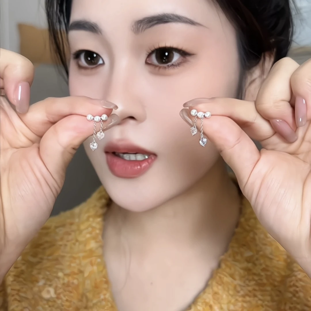 铜合金耳饰 春夏闪锆爱心珍珠流苏耳环女轻奢风高级感气质耳钉