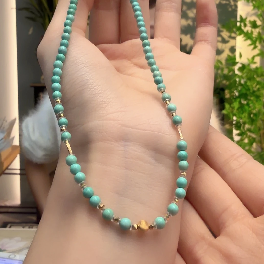 绿松石18K金镶嵌颈饰