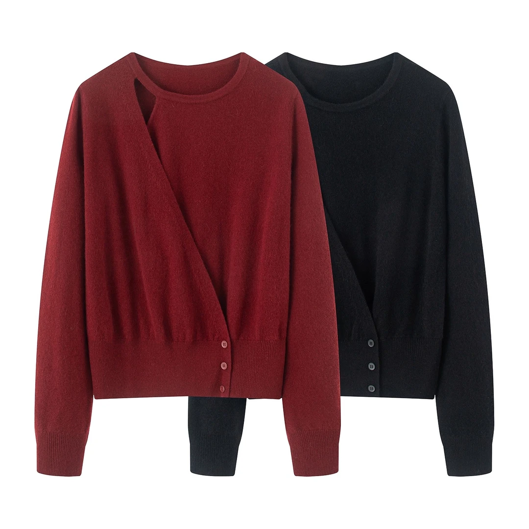 7115{迪}2025冬女女装假两件针织衫毛衣小众新款消费券用券好物女