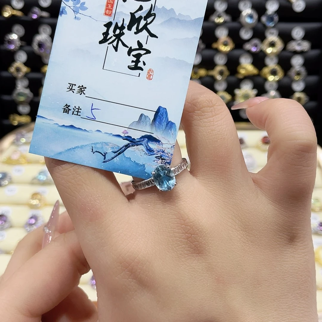 托帕石戒指银S925镶嵌妮***ღ戒指5