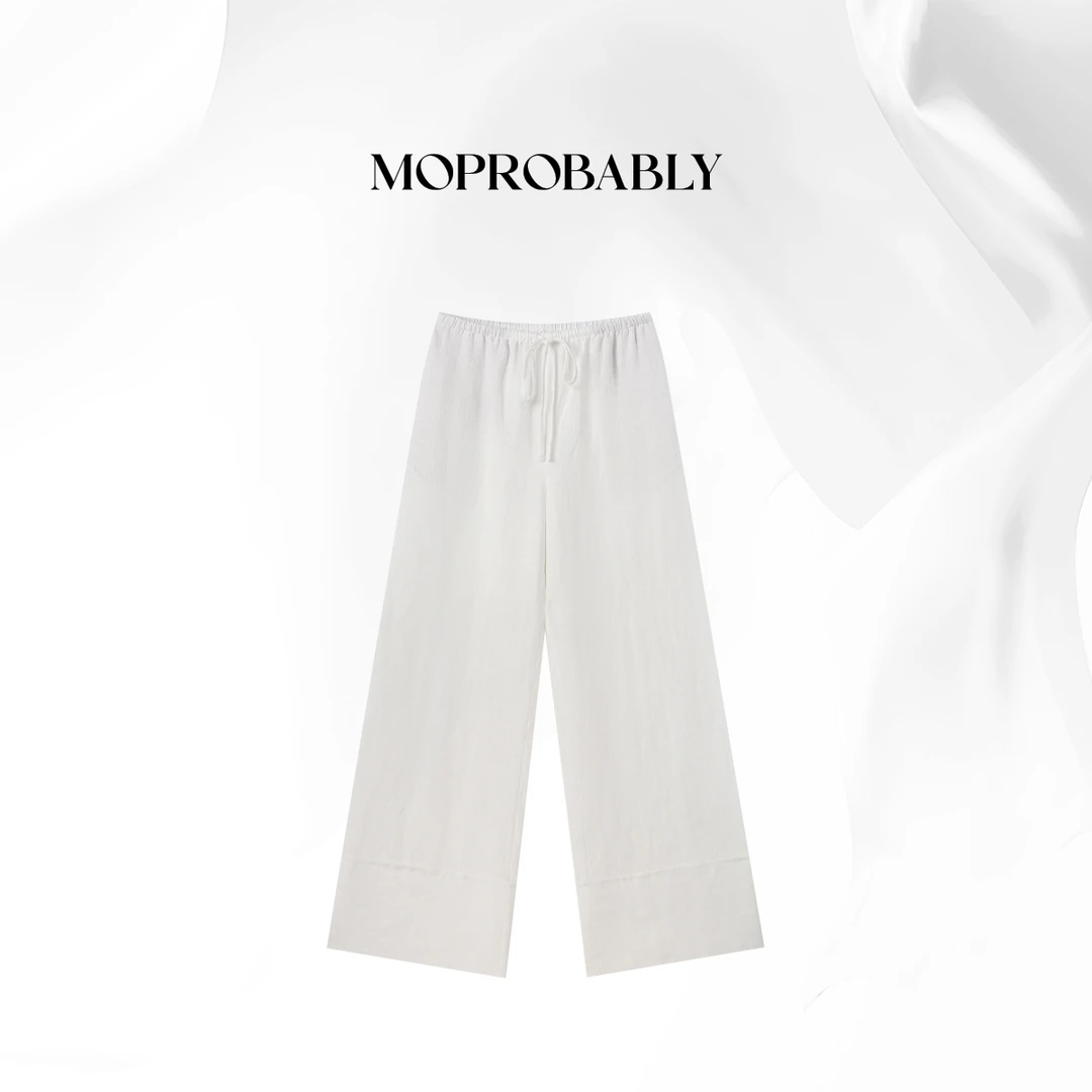 Moprobably贝贝「飘逸裤」“亚麻”轻奢百搭阔腿裤L5263047