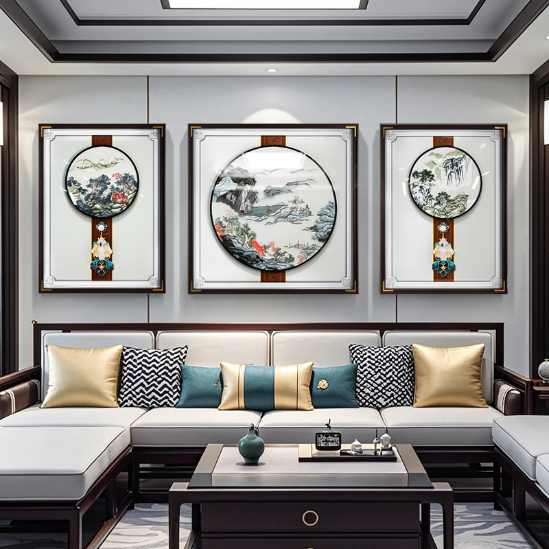 【银河】新款高端刺绣客厅沙发苏绣山水画60*80/8080/60*80