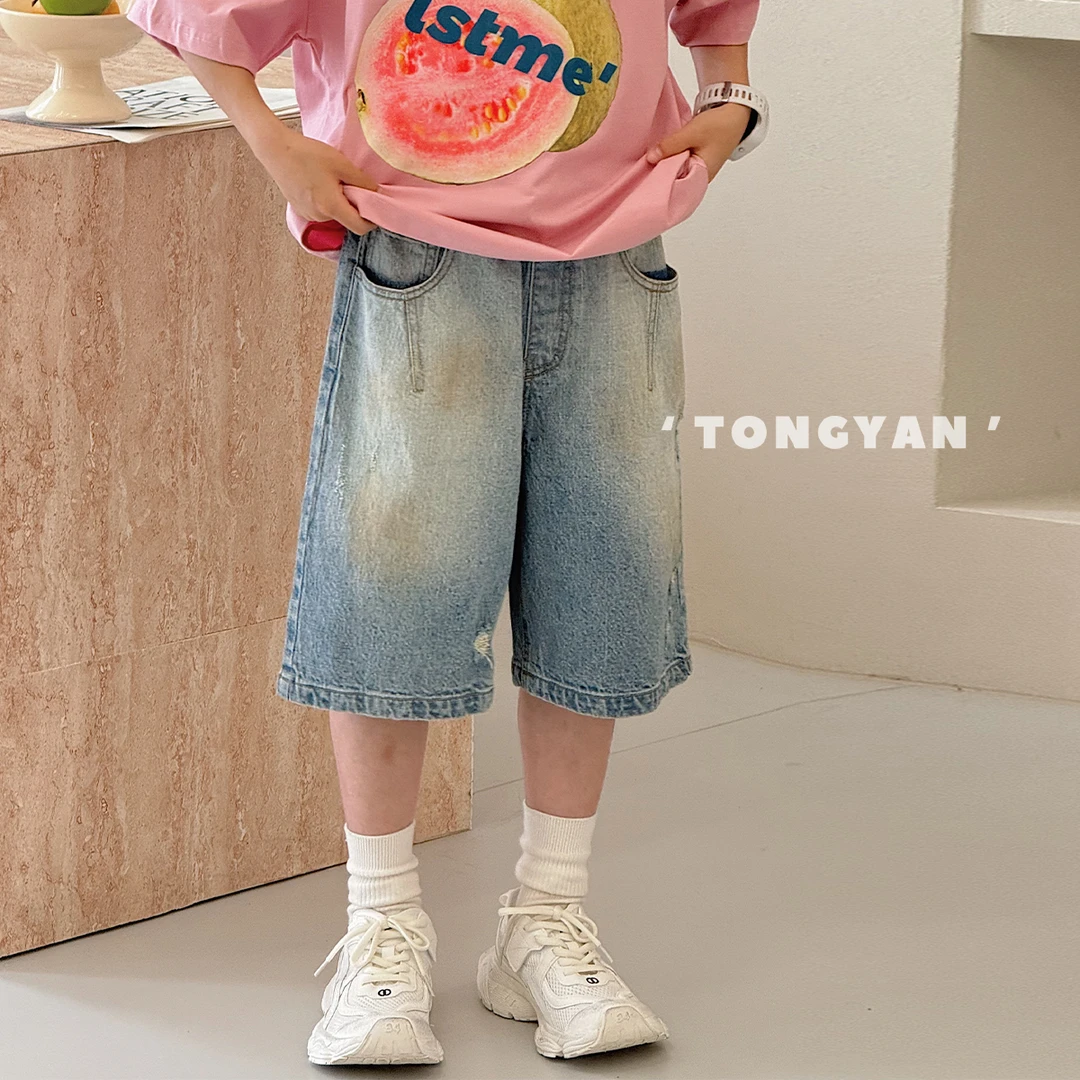 男童牛仔短裤2025夏装新款洋气五分裤做旧风儿童薄款裤子潮Y92002