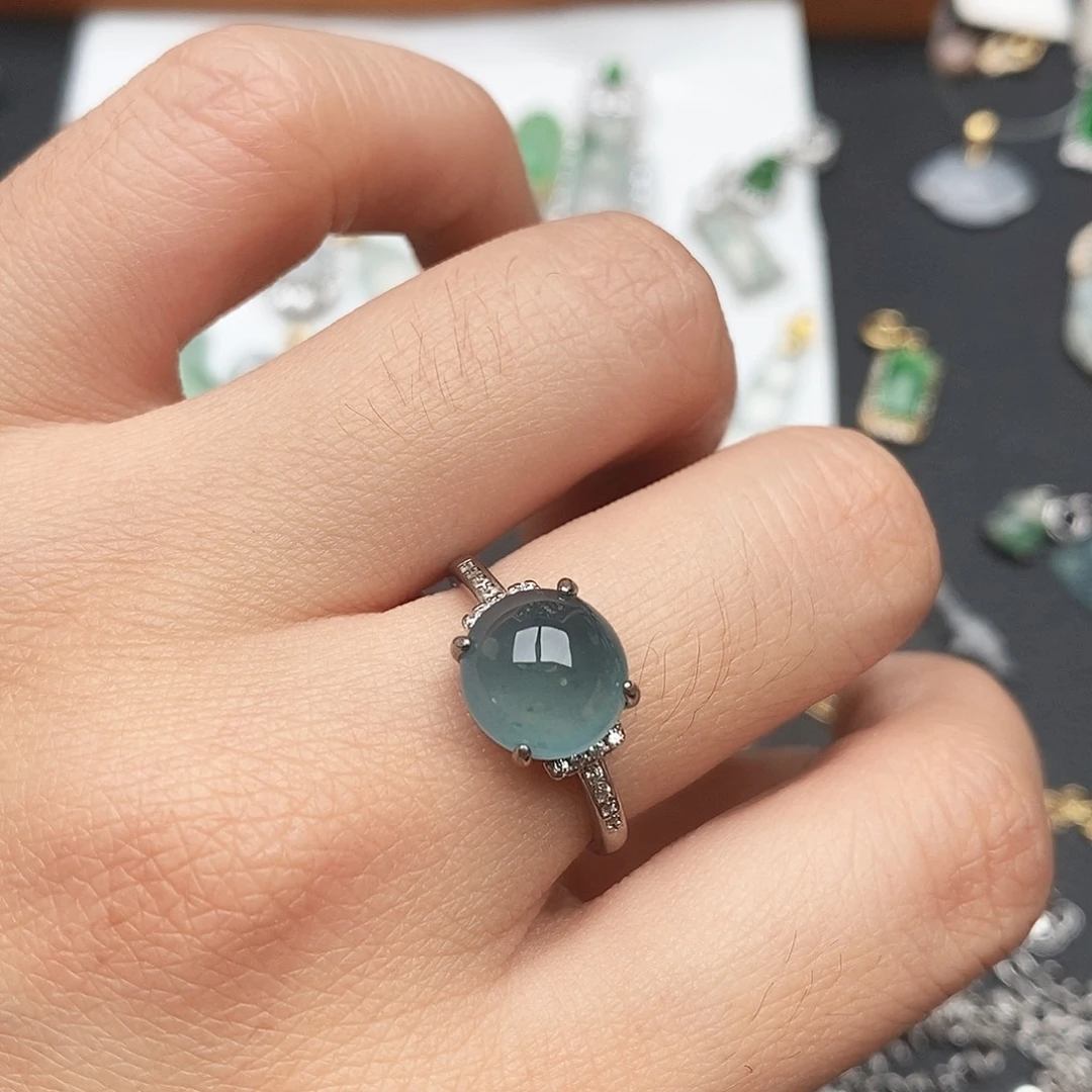 翡翠银S925镶嵌戒指