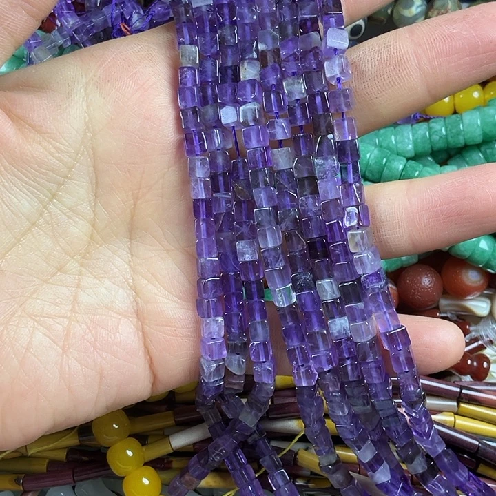 查罗石散珠合金卡4紫水方糖一条