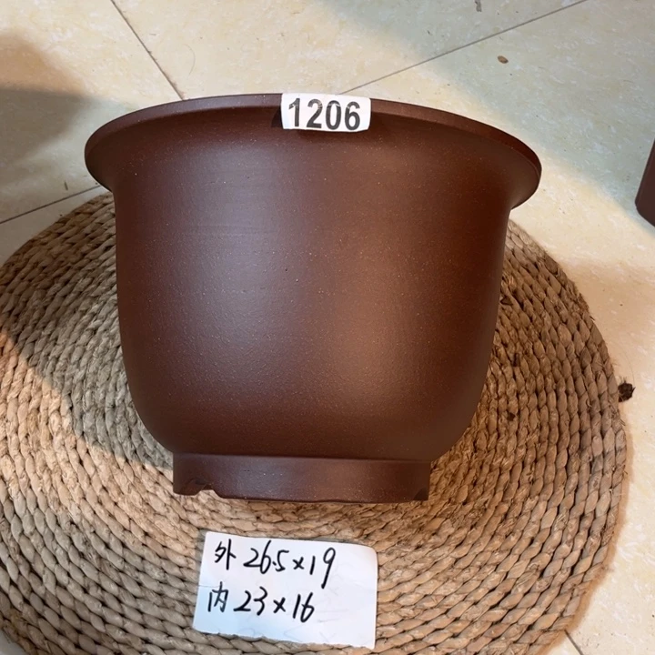 沙***子花盆紫砂  随单放漏紫泥大金钟1206