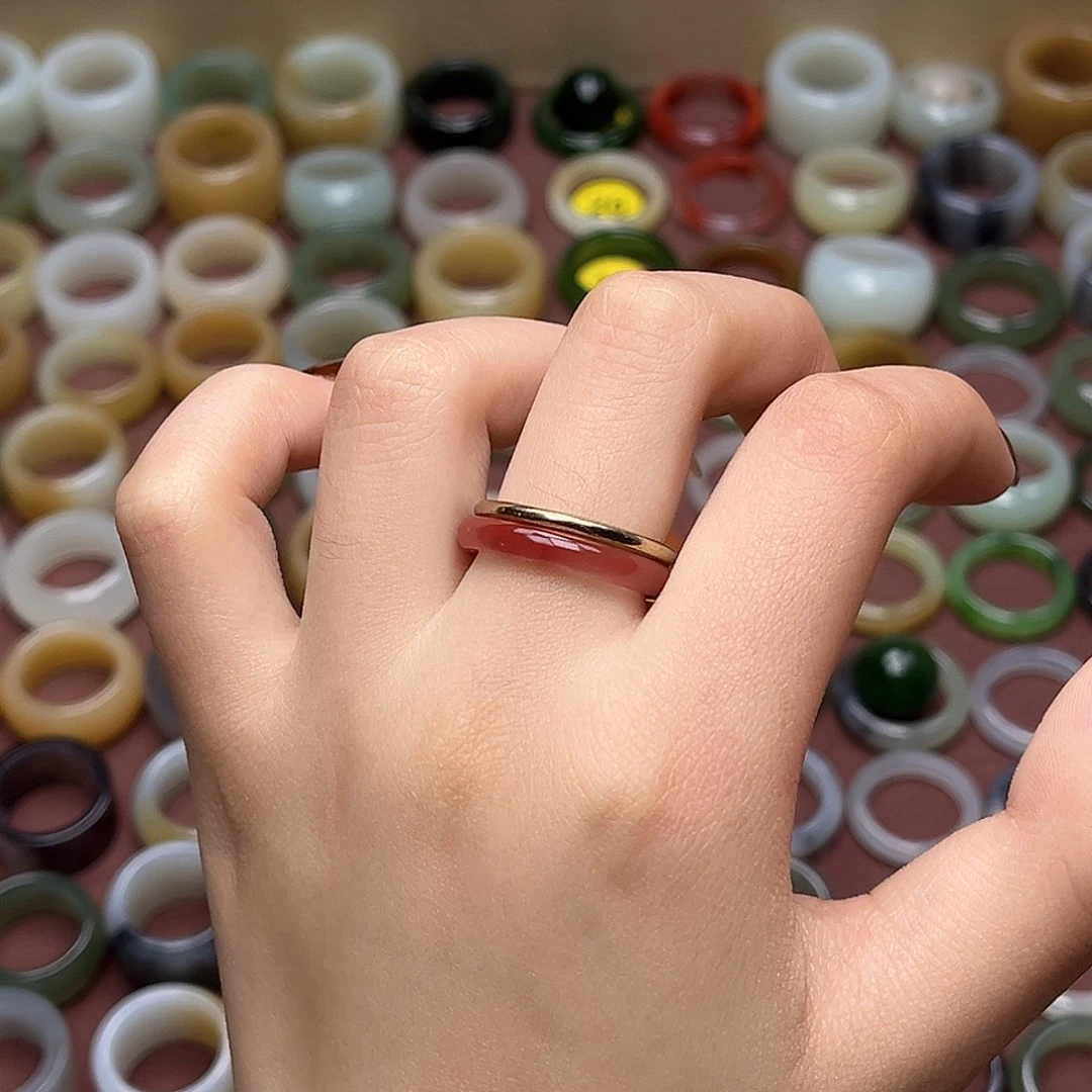 南红玛瑙未镶嵌戒指16.9牛血红