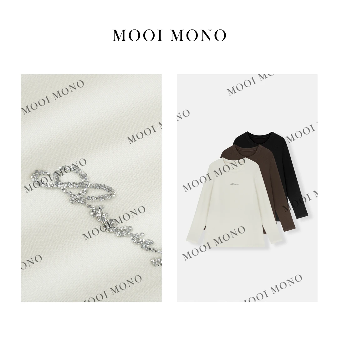 MOOI MONO"松弛边缘"显瘦秋冬简约遮肉加绒加厚长款打底衫T043D44
