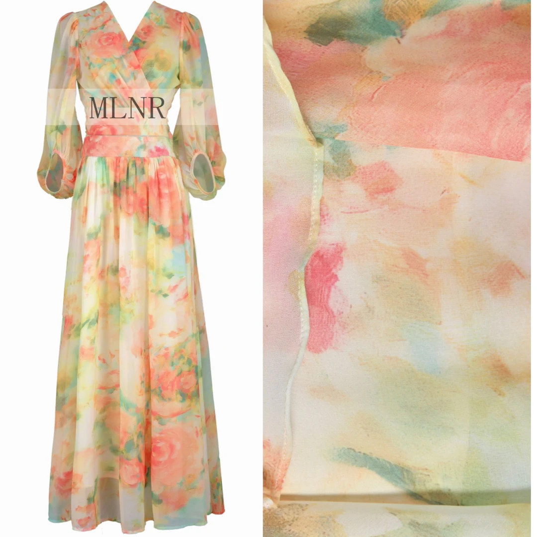 刘婆子店铺原创款【橘汁汽水】碎花V领绑带高腰半身裙两件套7855#