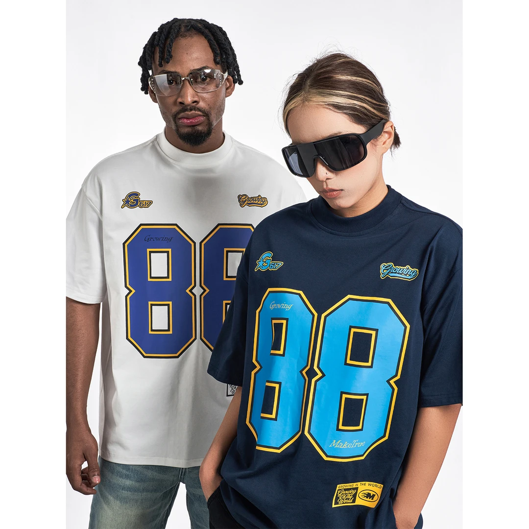 MT99美式88号印花短袖T恤夏季索罗娜弹力速干透气新款潮牌上衣男