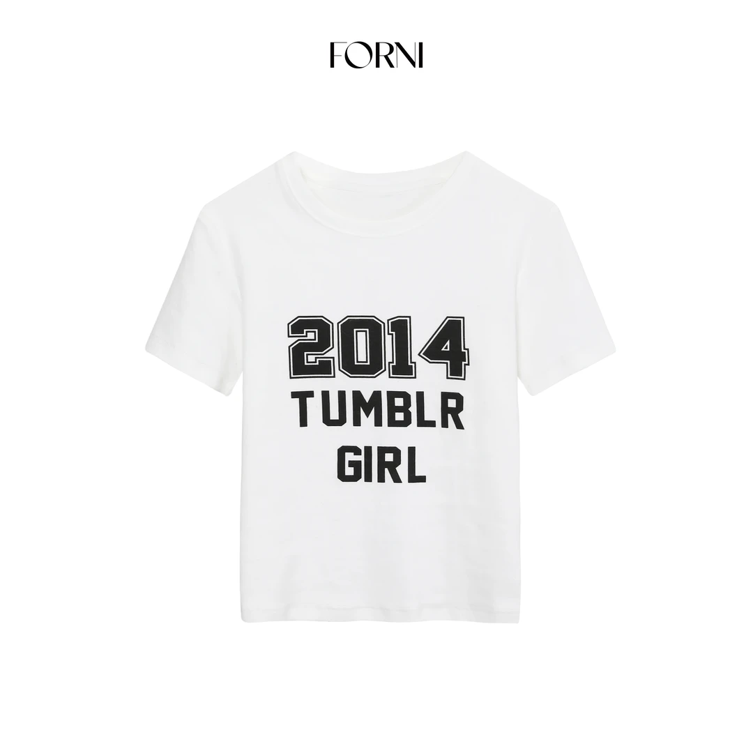 FORNI 无龄街头t 字母印花短袖t恤正肩修身百搭上衣