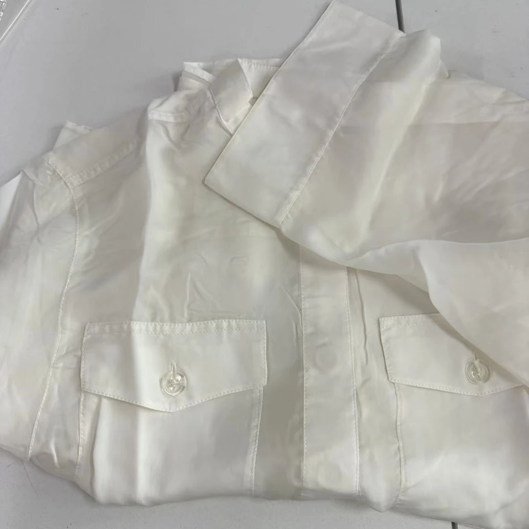 女士凉爽铜氨丝中袖衬衫夏季