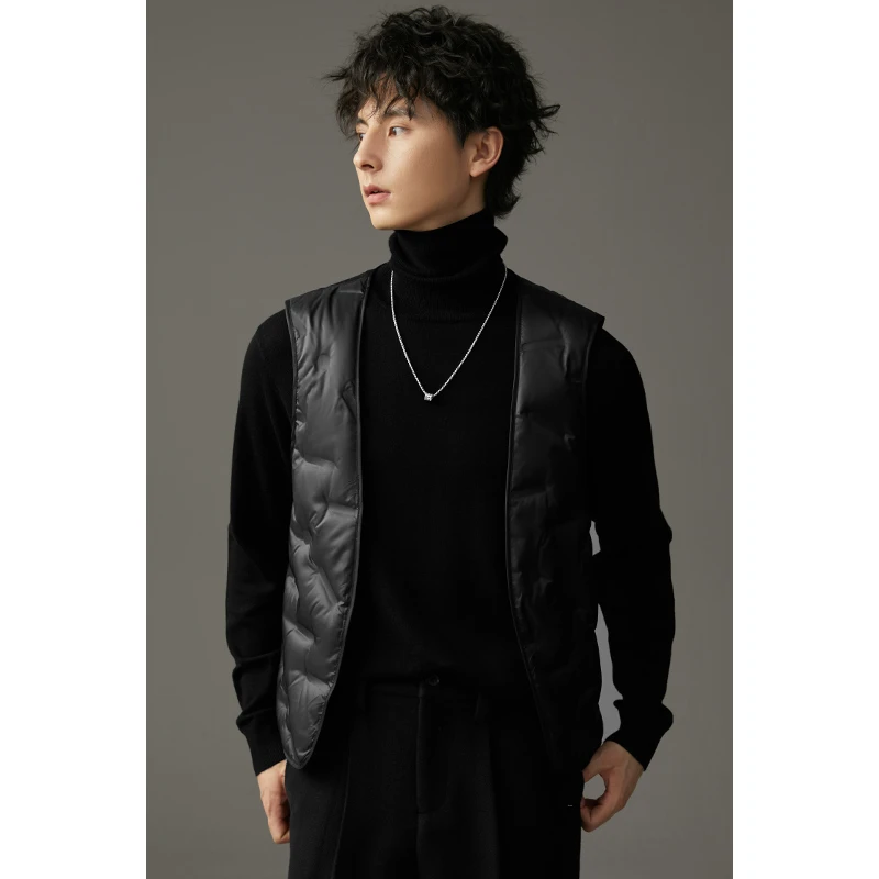 隐藏式保暖羽绒马甲纯色百搭马夹黑色菱形压胶背心ER001