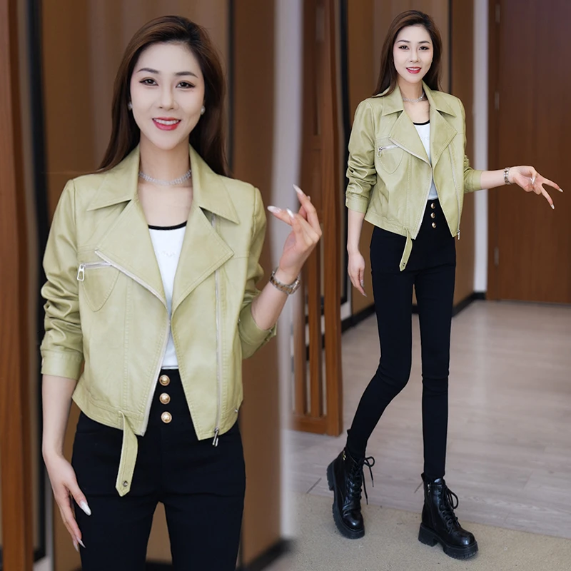 春季新款皮衣外套女短款机车服爆款休闲小个子pu皮春秋面试皮夹克