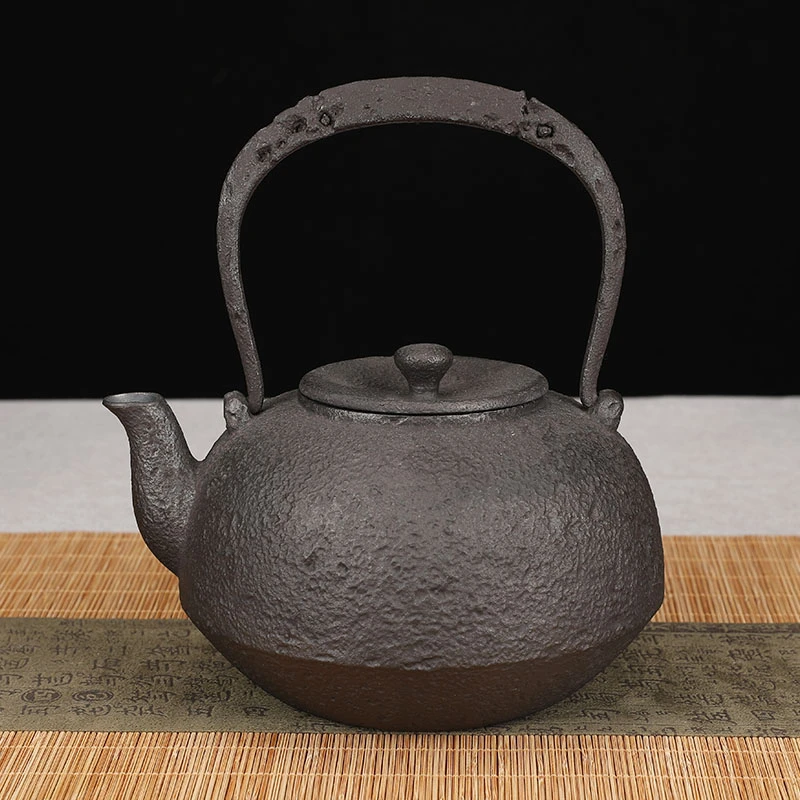 岩肌素壶烧色900毫升砂铁壶纯手工烧水泡茶专用失蜡法