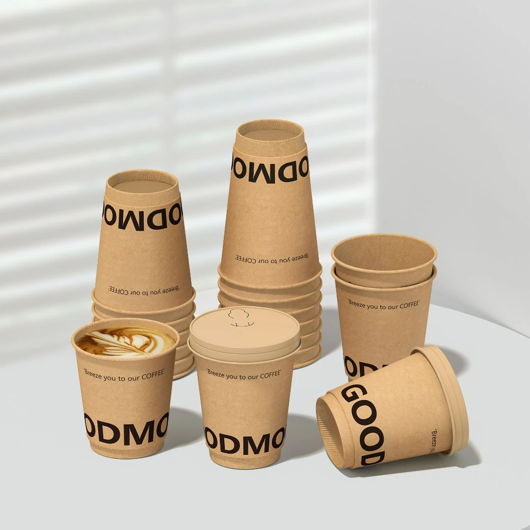 一次性咖啡杯子带盖奶茶热饮杯专用加厚打包杯商用家用带盖330