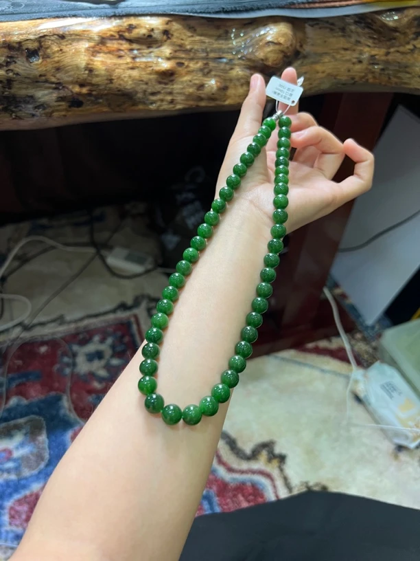 和田玉俄罗斯老料菠菜绿妈妈链素款