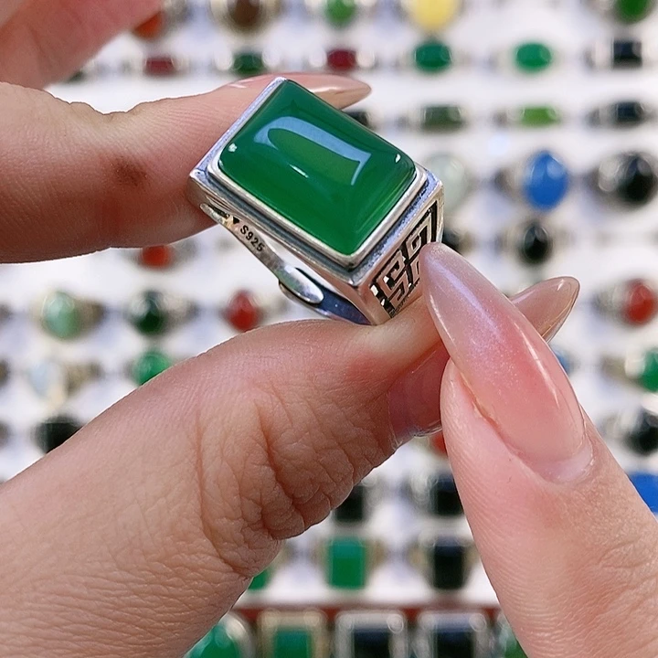 银S925镶嵌戒指玛瑙/玉髓