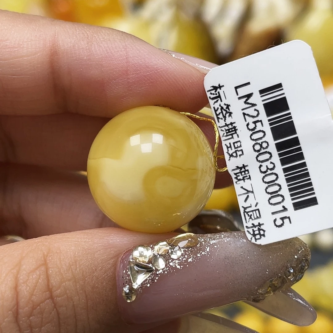 蜜蜡未镶嵌裸石17.6mm金白妖花特色眼睛