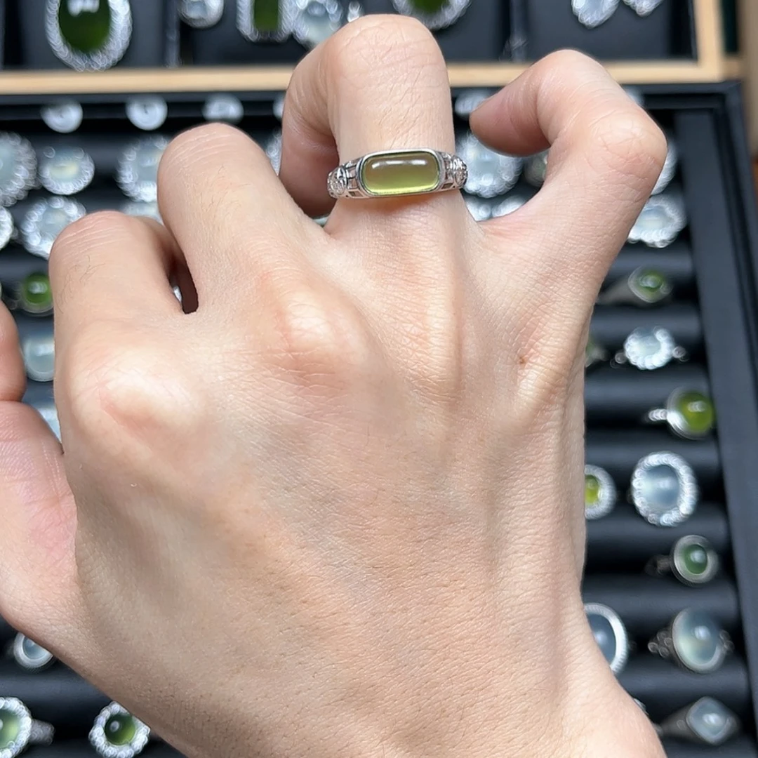 【闪购商品】岫玉戒指银S925镶嵌有****兴