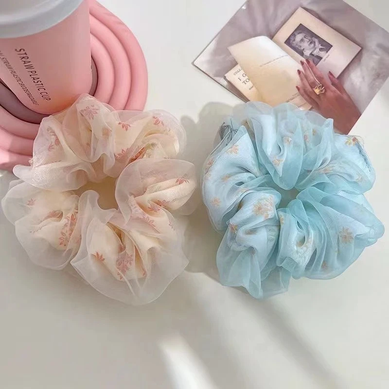 法式气质清新简约可爱森系复古少女感发圈发绳网纱仙气头绳【五根】