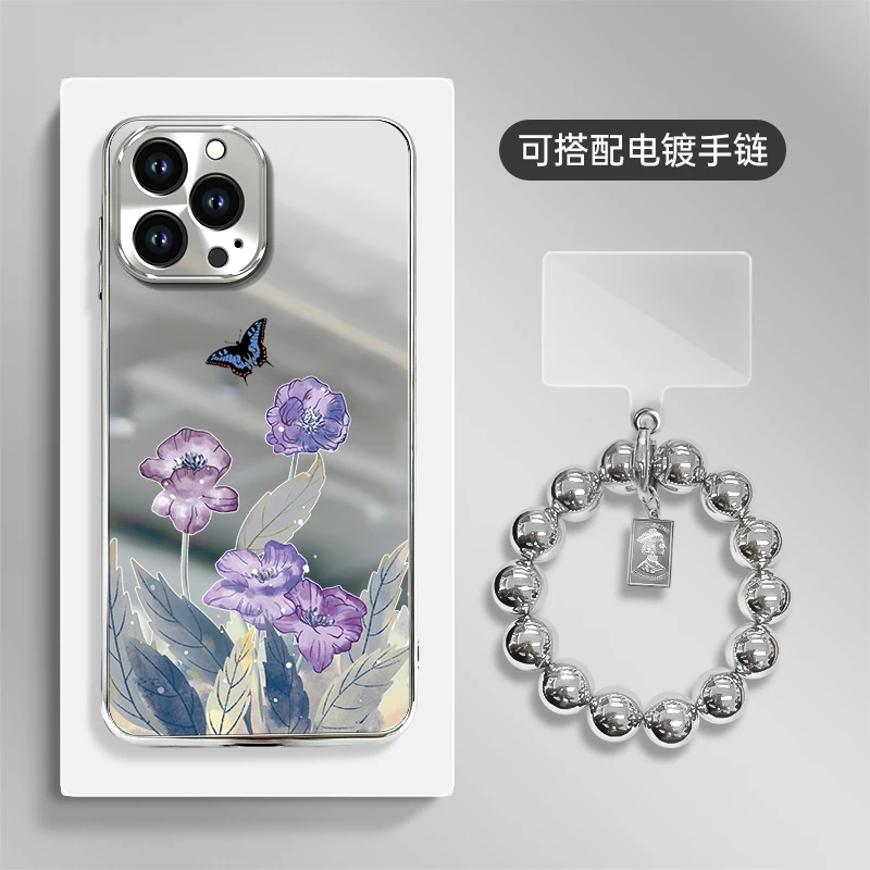 适用于苹果16华为OPPO小米VIVO高颜值潮流百搭电镀银镜面壳BB0031