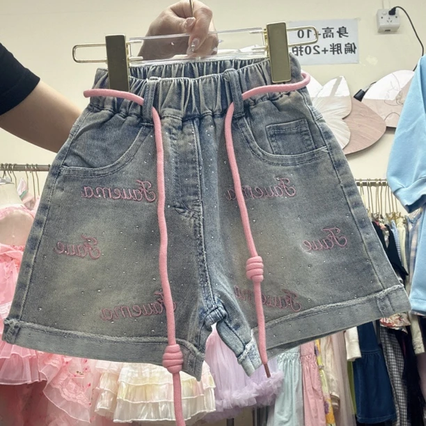 407哈哈家 女童夏季洋气百搭重工休闲牛仔短裤