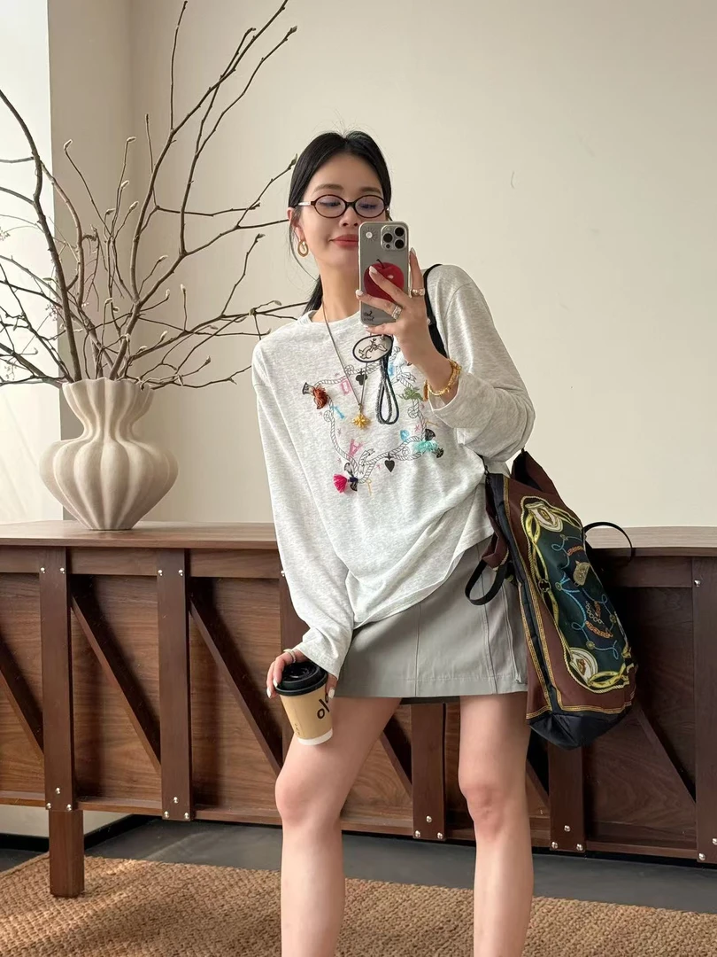 耶耶 YEYE |"春日童话"设计感趣味印花防晒薄T恤80536