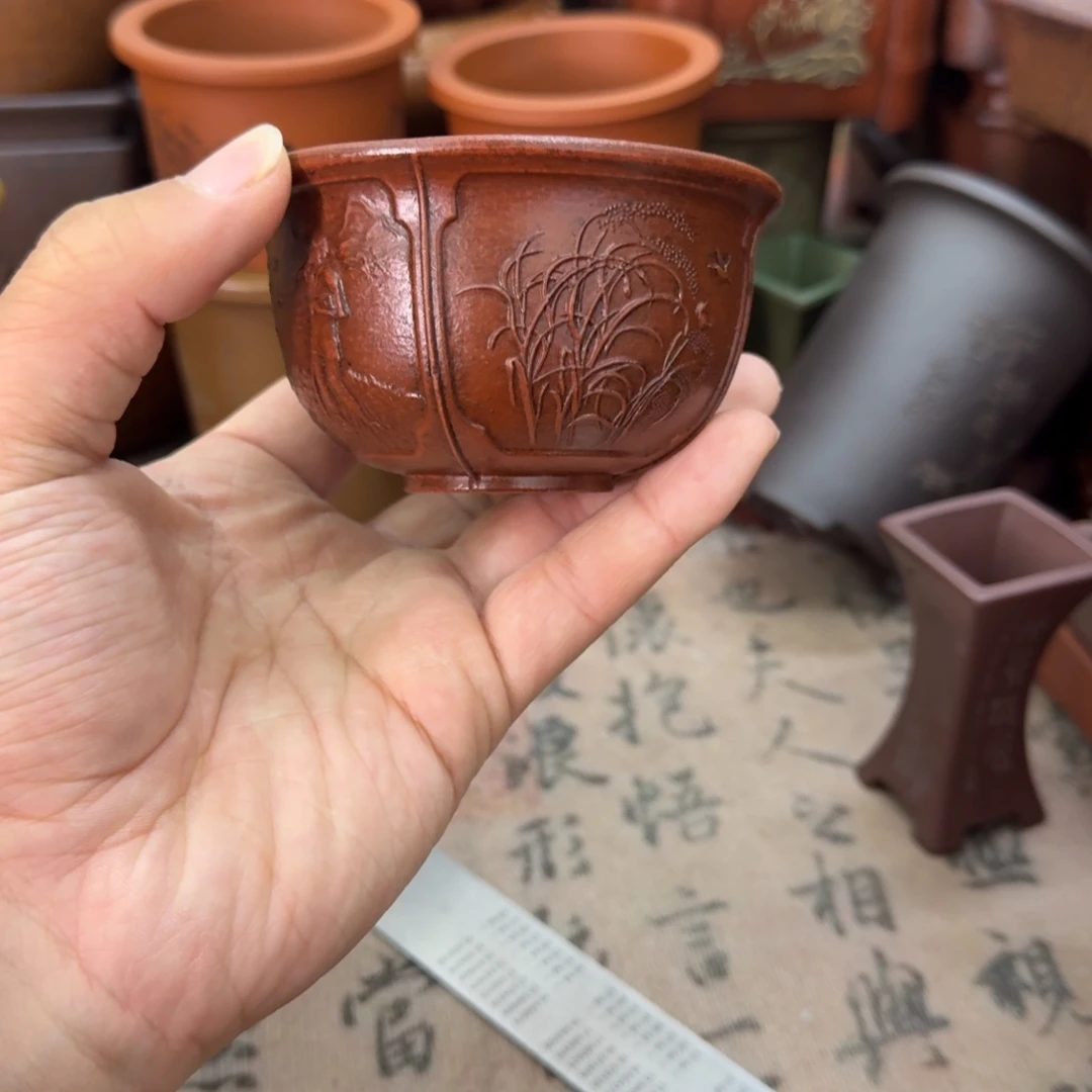 紫砂花盆宜兴紫砂正品7x4