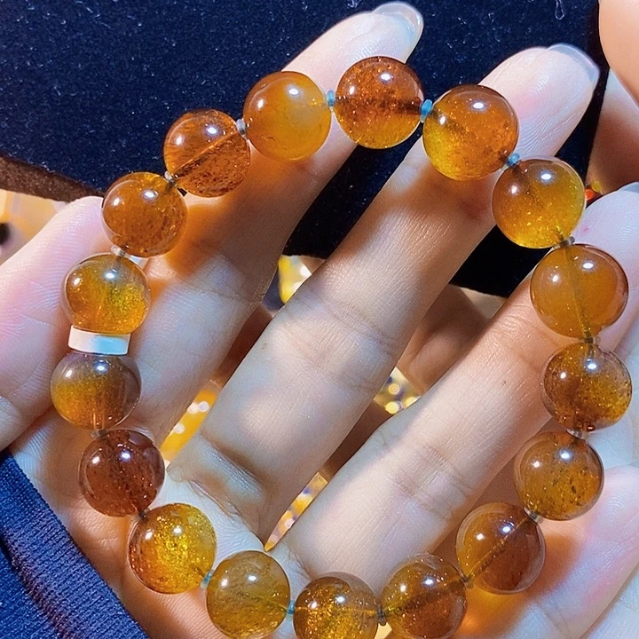 蓝珀未镶嵌珠宝奇石墨西哥红蓝金沙手串11