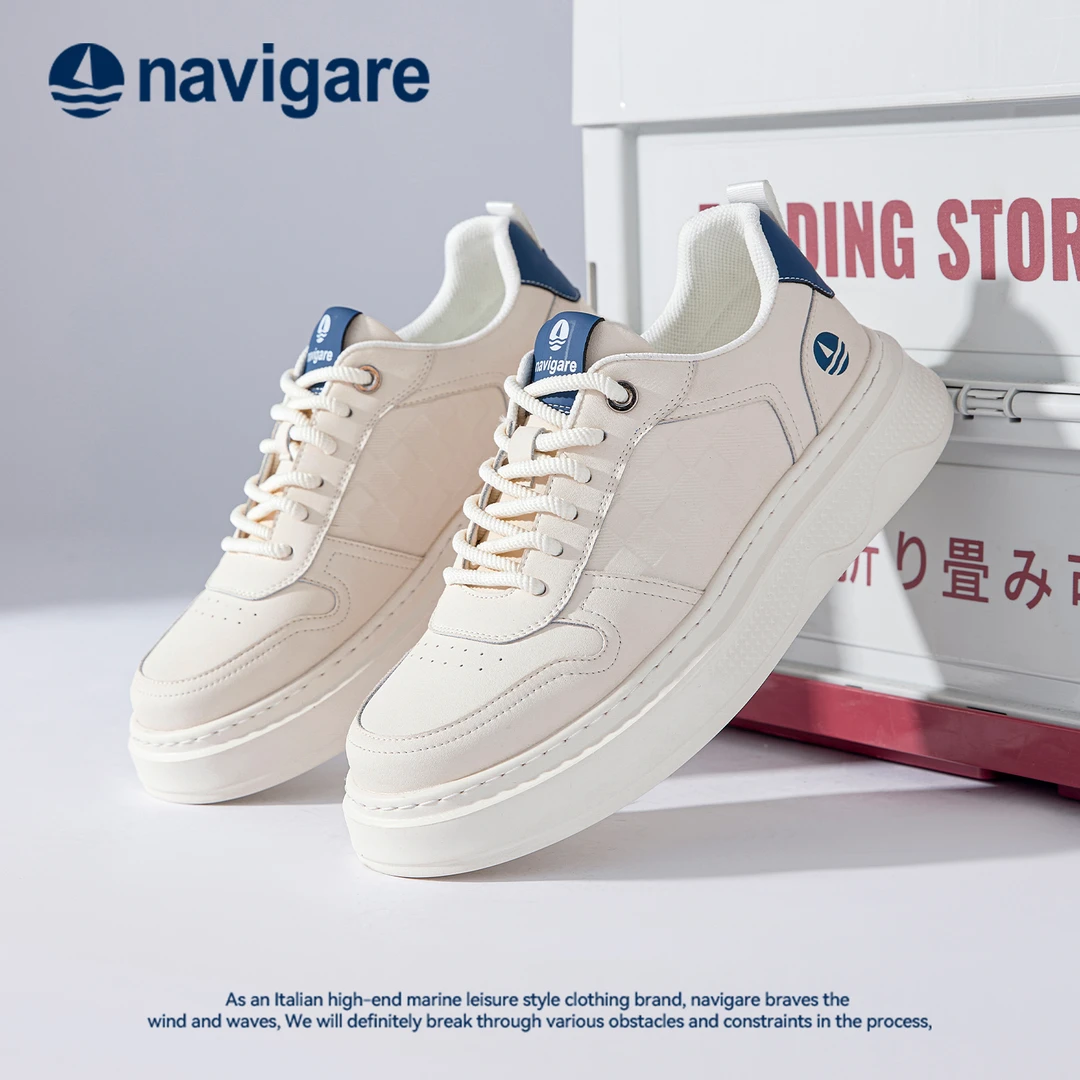 Navigare意大利小帆船男鞋2026春季休闲时尚风圆头休闲板鞋运动
