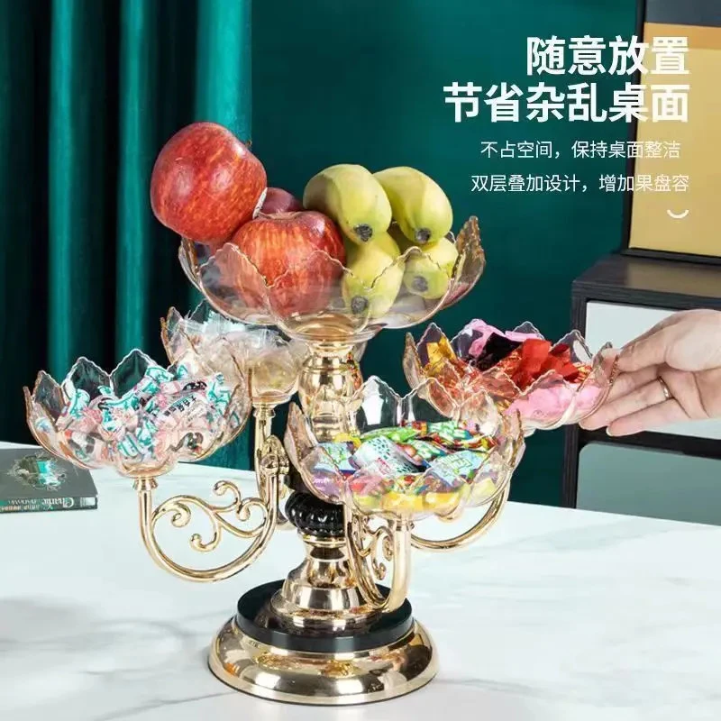 旋转家用欧美时尚风精致塑料新款水果盘高档
