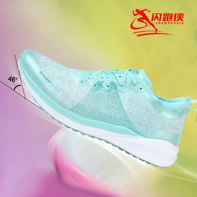 闪跑侠全掌真碳纤维板夏季学生体测考透气网面减震低帮跑鞋男女款