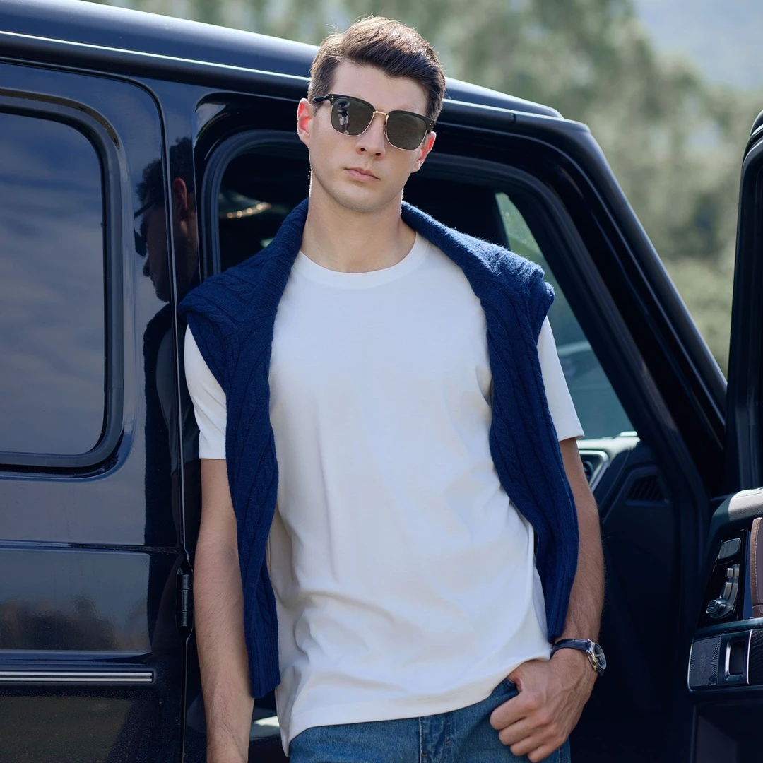 【凉感液氨】男装纯色短袖春夏季青年T恤宽松型圆领修身夏季日常