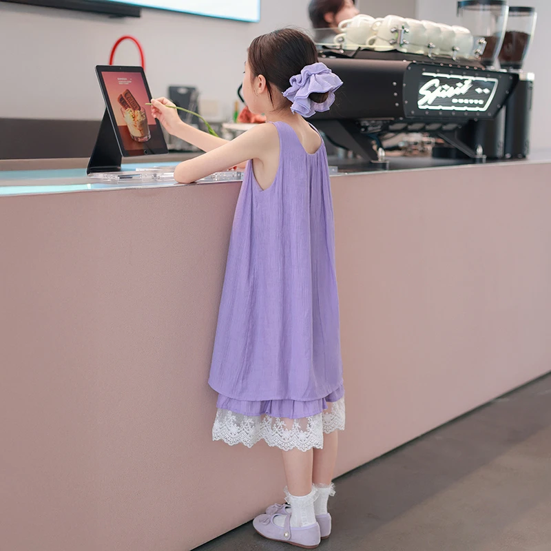 儿童连衣裙夏季2025新款女孩夏装洋气背心裙女童薄款多巴胺度假裙