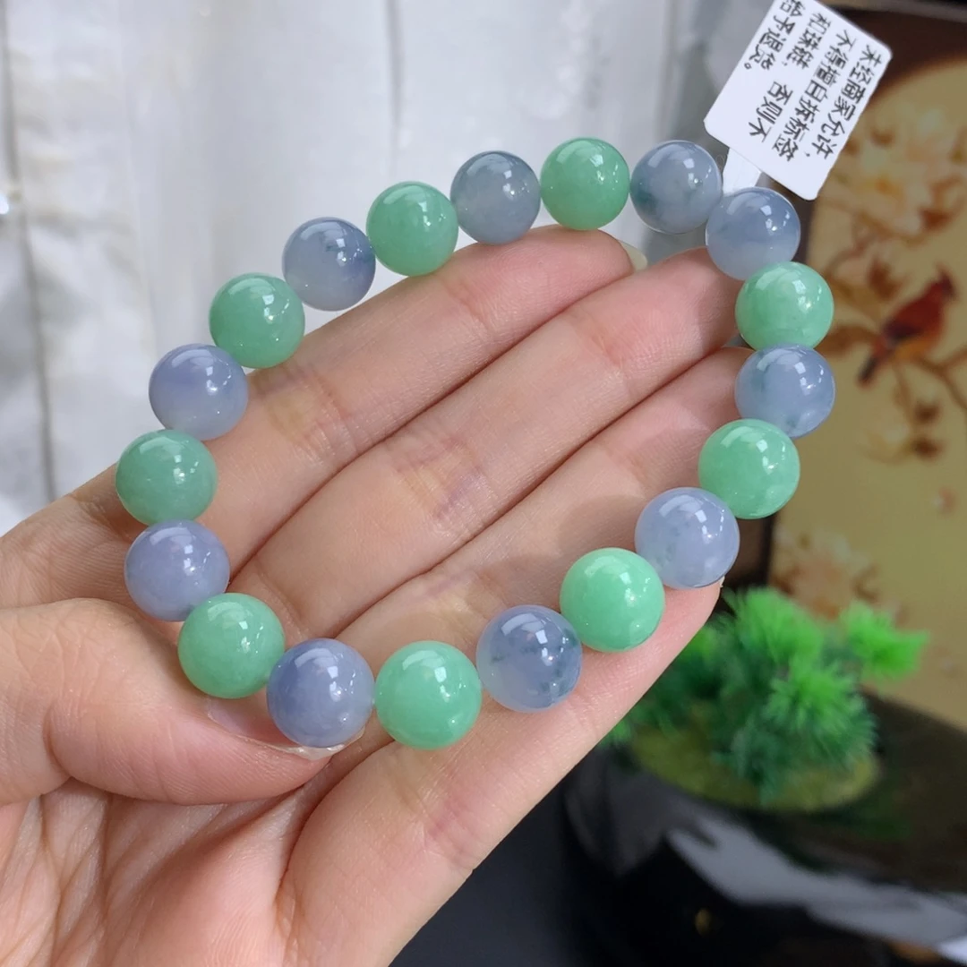 未镶嵌手串翡翠卡10冰润胶双彩蓝紫加绿