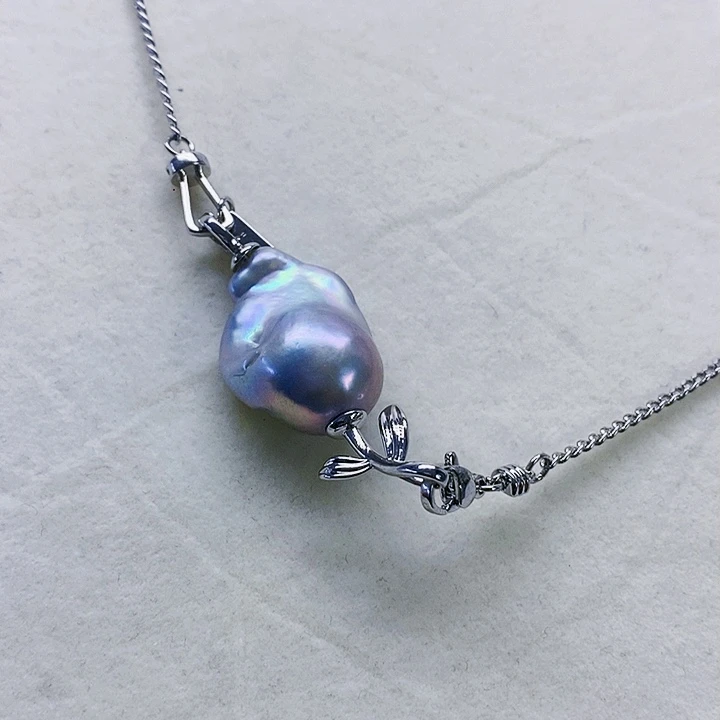 银S925镶嵌耳饰淡水珍珠