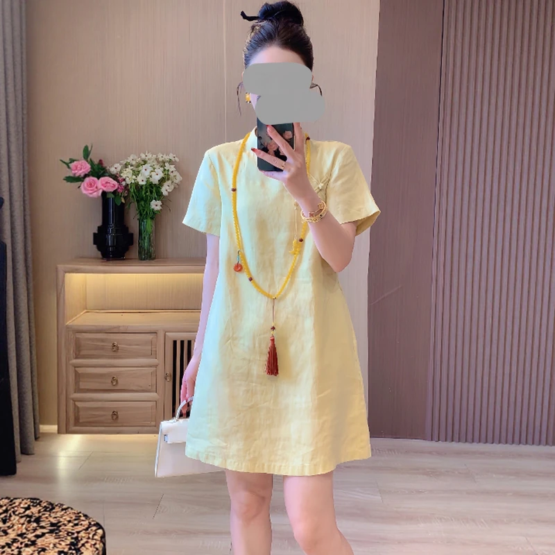 夏日绝美小裙子多巴胺小个子独特漂亮高级感大码红色新中式连衣裙