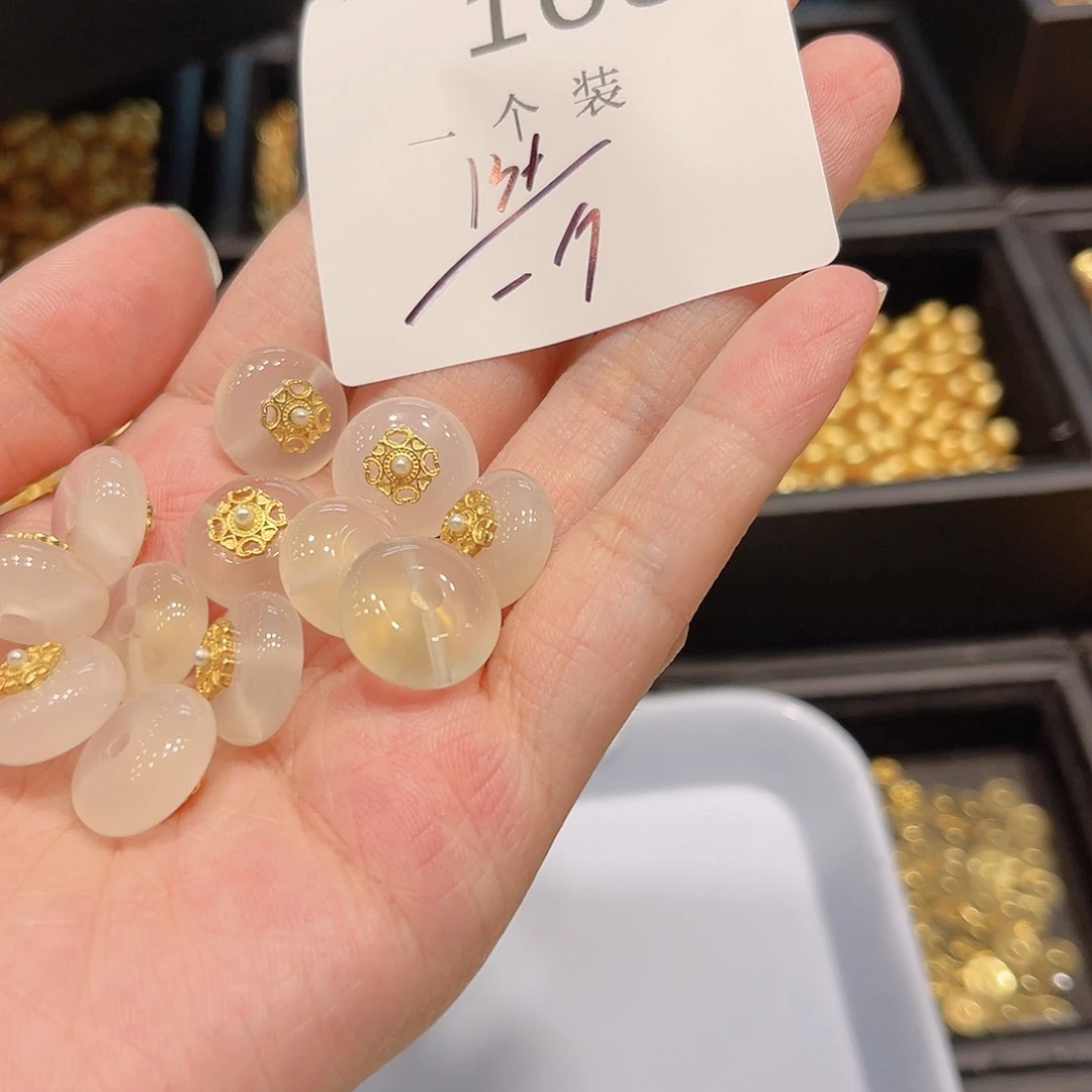 水晶珠宝半成品银S925镀金镶嵌108 。