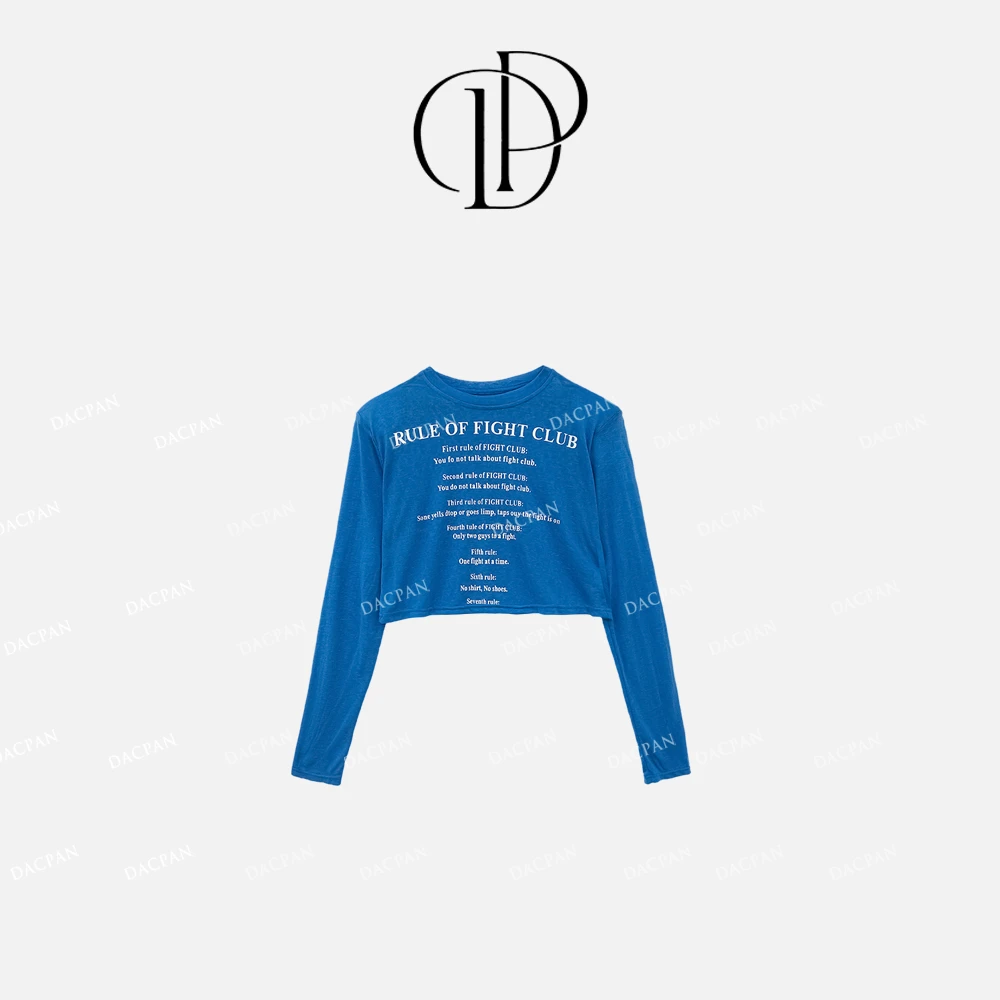 DACPAN-“辣妹预订”英文印花字母长袖短款上衣 2025/盼·PP 6816