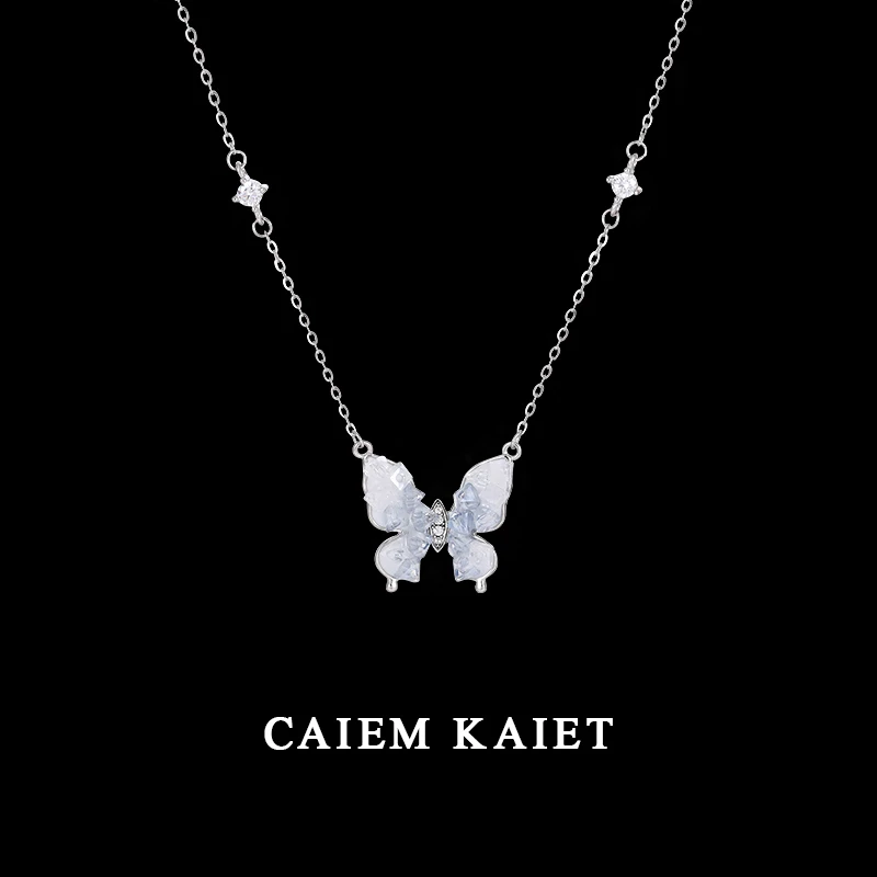 CAIEM KAIET 链子足银 S999纯银项链女冰屿蝴蝶吊坠高级感锁骨链