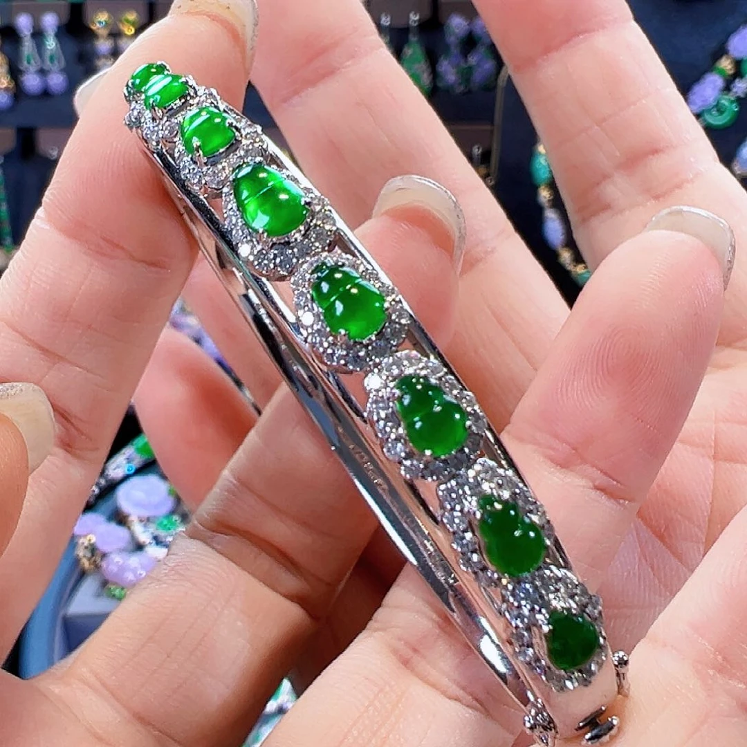 翡翠手镯18K金镶嵌签收后24小时鉴赏期