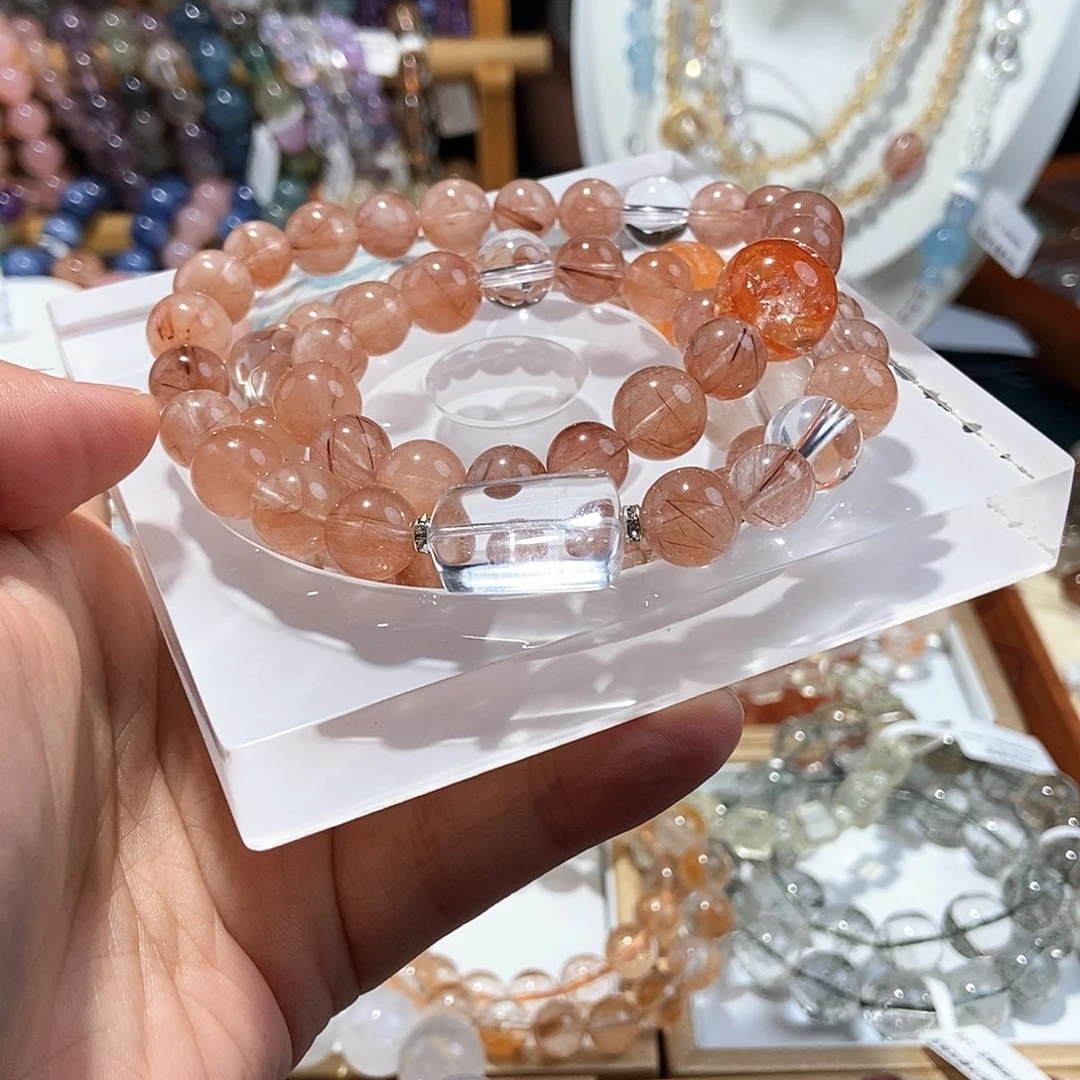 水晶手串未镶嵌吃****?兔毛多圈