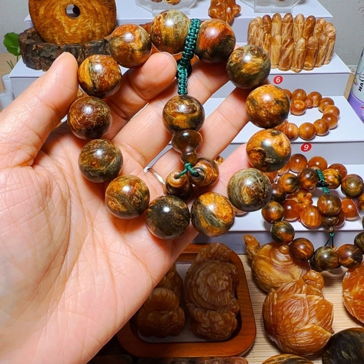 木质非金属琥珀木水墨丹青手串