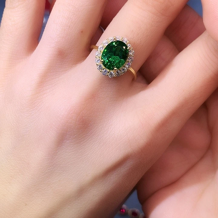 透辉石戒指银S925镶嵌