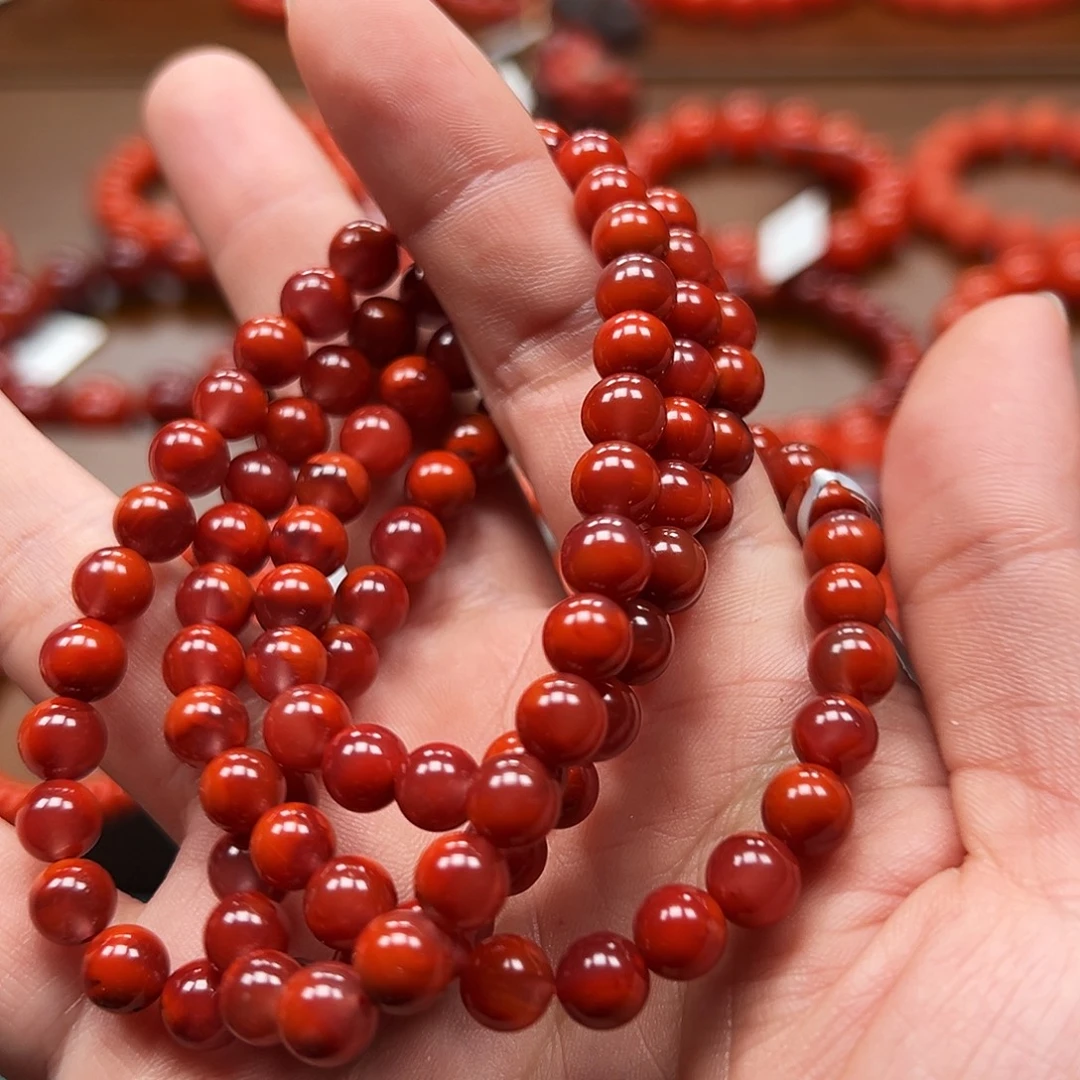 南红玛瑙未镶嵌手串川料7m108火焰纹