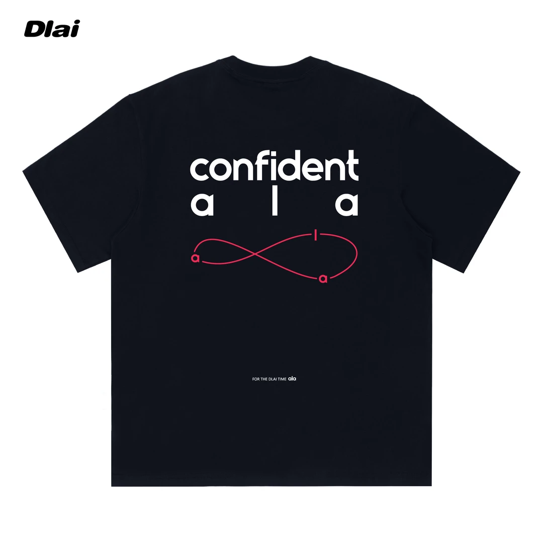 DLAI（环绕小标AB面）国潮重磅纯棉男女同款t恤美式短袖25新款胶浆